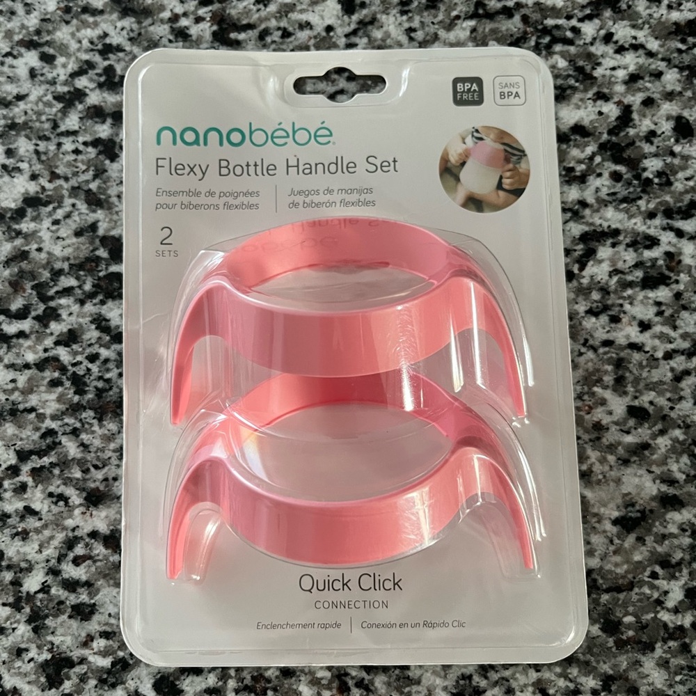 Nanobébé Pink Flexy Bottle Handle Set